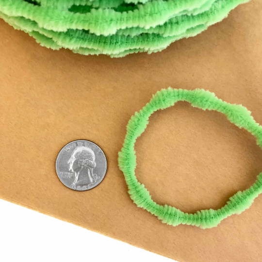Tiny 3/8" Bump Chenille for Retro Crafts in Apple Green ~ 1 yd.